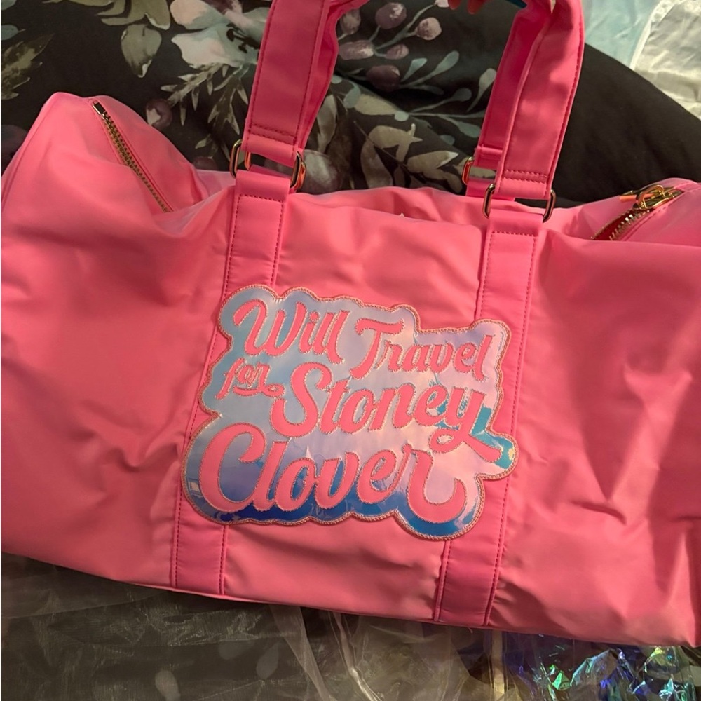 Stoney clover lane bespoke bubblegum iridescent patched duffle bag